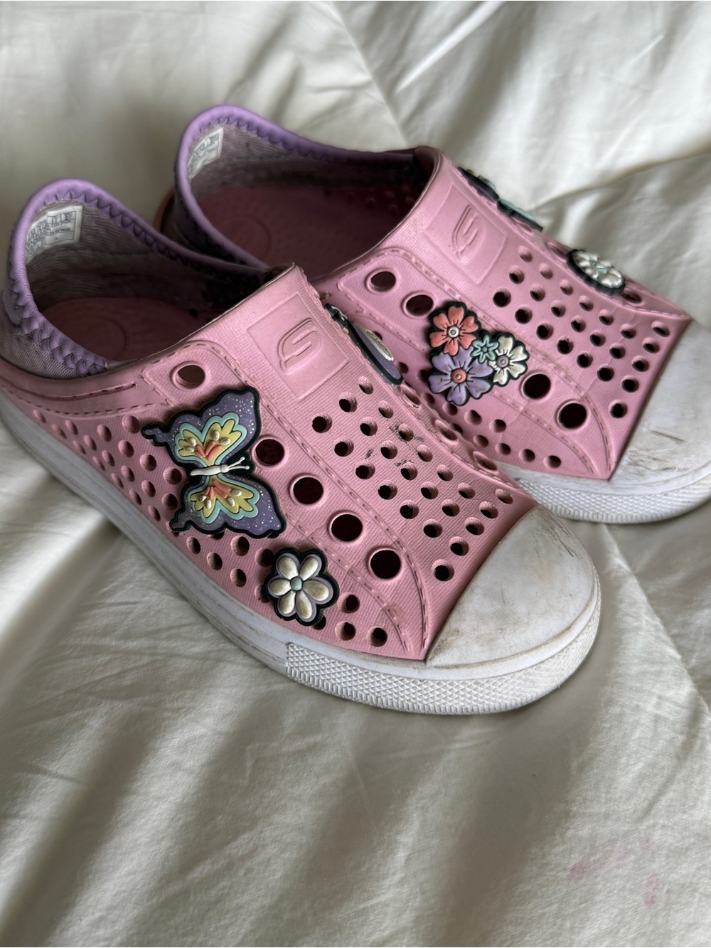 Skechers |Pink Slip-On |Kids Water Shoes with Flower & Butterflies|Girls Size 11